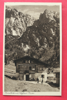 AK Kaisergebirge / 1920-1930 / echt Kupfer Tiefdruck / Kaindlhütte mit Scheffauer Kaiser / Tirol